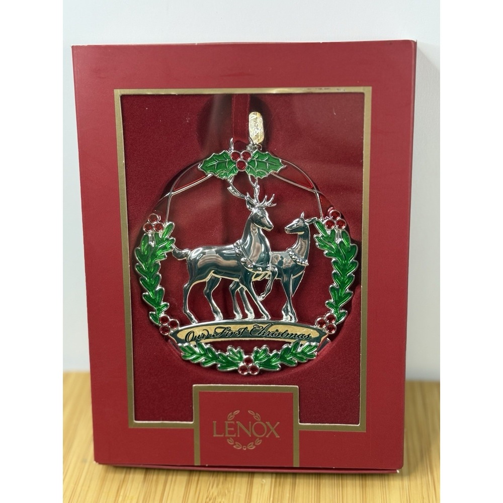 Lenox 2022 Our‎ First Christmas Ornament Deer 3.5" Silver Plated 894157